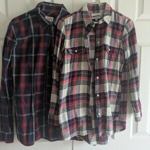 Lot of 2 Men's Madewell and Brooks Brothers classic plaid shirts